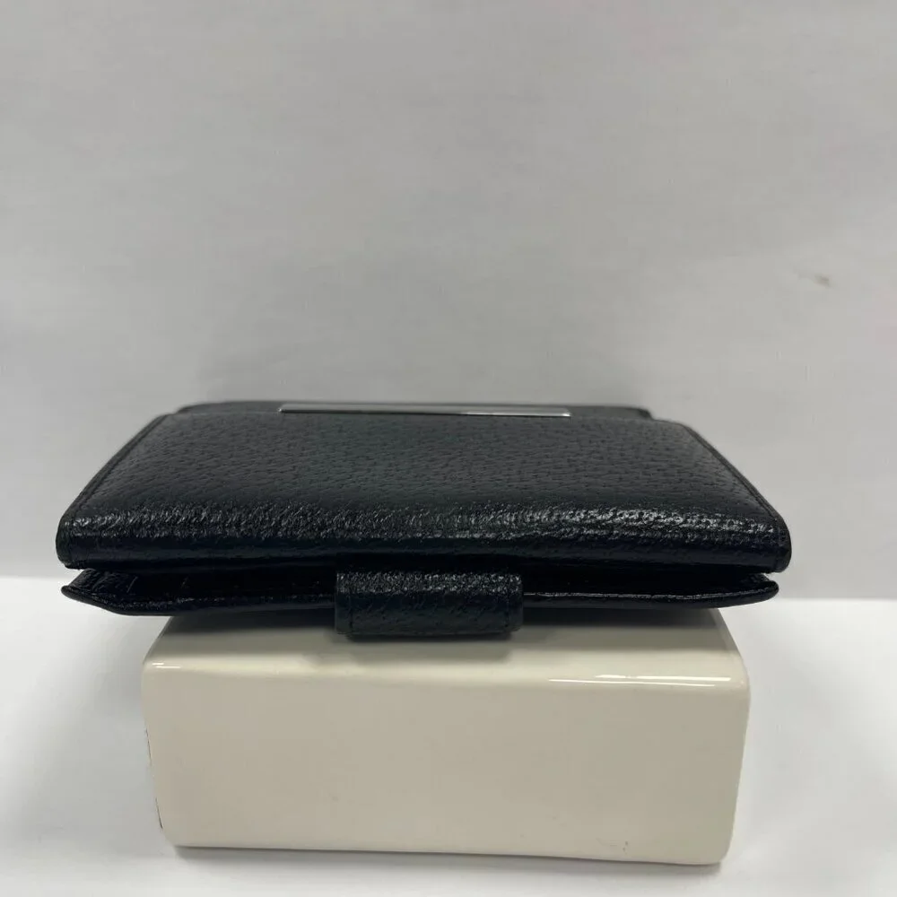 Gucci Black Leather Compact Wallet w/ Silver-tone Hardware - Preowned